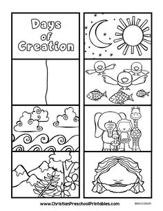 the days of creation coloring page for children to print and color with their own pictures