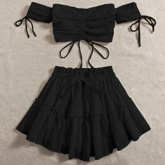 Women�’s Black Two Piece Top & Skirt Set Never Worn And In Excellent Condition! Rok Mini, Rock Outfit, Cute Dress Outfits, Shein Outfits, Cute Lazy Outfits, Lazy Outfits, Top Skirt Set, Cute Preppy Outfits, Trendy Summer Outfits