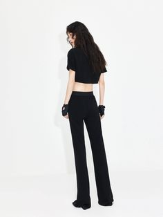 MO&Co. Women's Triacetate Blend Flared Pants Features : - High waist, flared leg- Elasticated waist with logo details- Comfy fit, stretchy and soft materials Code: MBC2PAT026The back length of size M is 106cmMATERIALS & CARE Material: 51.4% Triacetate 45.1% Polyester 3.5% SpandexOur sizes might be a little different from US/EU sizes. Please refer to the size guide carefully before purchasing at the above description.REMINDER: All items are measured manually. Please note that it's reasonable that W Logo, Flared Pants, Comfy Fits, Flare Pants, Black Pants, Size Guide, High Waist, Pants For Women, High Waisted