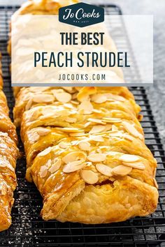 the best peach strudel is made with fresh peaches and topped with almonds