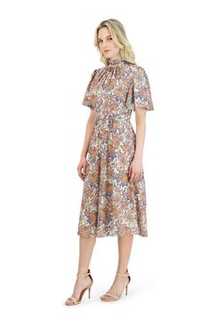 Made to bring a fit, flare, and elegant look, this classic mock neck midi dress is designed for any occasion, from attending church services to attending business seminars. Featuring a gorgeous display of multi-colored floral prints, this piece is complete with a ruffled mock neckline, flutter short sleeves, conceal back zip, and a full skirt Mock Neck Midi Dress, Church Service, Mock Neckline, Full Skirt, Mock Neck, Jumpsuit Dress, Best Sellers, A Line Dress, Cocktail Dress