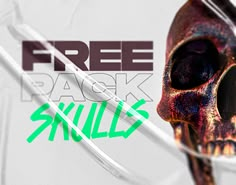 a skull with the words free back skills on it