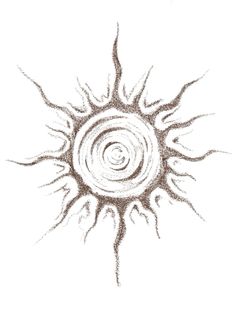 a drawing of a sun that is in the middle of some sort of spiral design