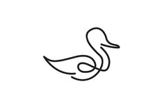 a black and white drawing of a duck