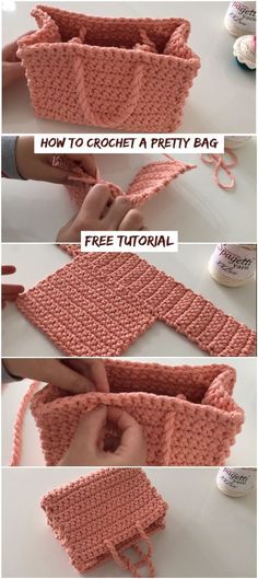 How To Crochet A Pretty Bag Easy Tutorial Projek Mengait, Crochet Bag Tutorials, Mode Crochet, Crochet Handbags Patterns, Haken Baby, Handbag Pattern, Diy Crochet Projects, Bag Crochet, Crochet Bag Pattern