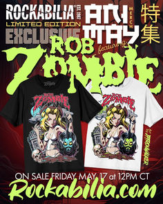 Ani-May at Rockabilia presents the third collaboration with Anime Tattoo Artist JPTRONWALKER, featuring Rob Zombie and Sheri Moon Zombie, known as the Living Dead Girl! These limited-edition T-shirts will be available TOMORROW (Friday, May 17th) at noon CST. Available in sizes SM-3X, each tee is limited to just 150 units worldwide, priced at $35.99 each. Exclusively on Rockabilia while stock lasts. Don't miss out! 

#AniMay #Anime #JPTRONWALKER #RobZombie #Rockabilia #WhiteZombie Rob Zombie And Sheri Moon, Anime Tattoo Artist, Sheri Moon, Living Dead Girl, Sheri Moon Zombie, White Zombie, Dead Girl, The Living Dead