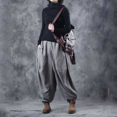 Comfortable, One of Kind. Pants online shop,|Street|Polyester/Terylene|Striped|Full Length|Elastic|Harem|Female|Coffee|One Size|Spring/Fall|Hand Wash|Gray Pantalon Thai, Genie Pants, Casual Wide Leg Pants, Yoga Pant, Looks Style, Bottom Clothes, Mode Inspiration, Pants Trousers, Bottoms Pants