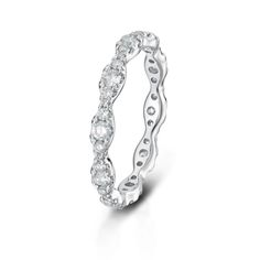 Platinum Scalloped Eternity Band Diamond White Cubic Zirconia Round Cut Eternity Band, White Gold Cubic Zirconia Round Cut Eternity Band, Diamond White Eternity Band With Single Cut Diamonds, Silver Half Eternity Lab Grown Diamond Band, Silver Half Eternity Band With Lab-grown Diamonds, Silver Lab-grown Diamond Half Eternity Band, Silver Lab-grown Half Eternity Band, White Gold Cubic Zirconia Half Eternity Band, Silver Eternity Band With Single Cut Lab Grown Diamonds