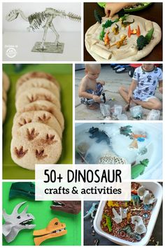 dinosaur crafts and activities for toddlers to do with the dinosaurs in their homes or at school