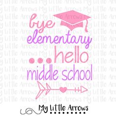 the words eye elementary hello middle school are in pink and purple on a white background