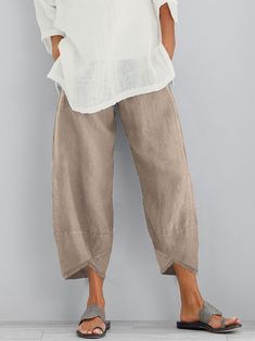 Women Solid Color Casual Linen Cotton Pants Loose Cotton Pants, Trousers Women Wide Leg, Casual Linen Pants, Cotton Casual Pants, Casual Summer Pants, Casual Pants Style, Harem Pants Women, Nike Pro Shorts, Linen Casual