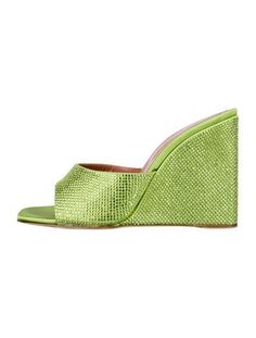 Amina Muaddi Satin SlidesGreenCrystal EmbellishmentsIncludes Box & Dust Bag Amina Muaddi Shoes Green, Amina Muaddi, Crystal Embellishment, Slides, Embellishments, Dust Bag, Satin, Sandals, Crystals