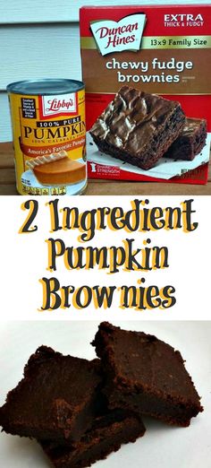 two ingredient pumpkin brownies with chocolate frosting