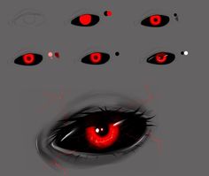 an eye with red eyes is shown in this drawing by the artist, and it looks like