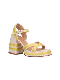 Castañer Vero sandals in beige raffia with yellow details, open square toe, two upper braided bands, front strap closure, and leather sole. Composition: 100% Raffia A Minor, Sneaker Wedge, Wedge Boots, Bridal Shoes, Manolo Blahnik, Luxury Boutique, Valentino Garavani, Shoe Brands, High Heel Shoes