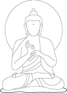 a drawing of buddha sitting in the lotus position with his hands clasped to his chest