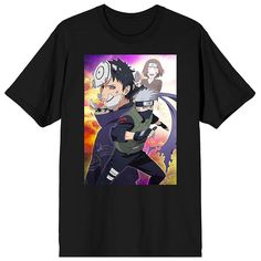 Anime lovers can show off their fandom with this epic Naruto Shippuden inspired graphic tee! This adult men's black t-shirt features a large graphic on the front of characters Kakashi and Obito in vibrant colors. It's made of high-quality, premium polyester and cotton material, and is professionally printed to ensure long-lasting color and print quality. It can be machine washed in cold water with like colors, and tumble dried on low for easy and convenient care. The Kakashi and Obito Men's Tee Kakashi And Obito, Anime Stuff, Black T Shirt, Sleeve Designs, Mens Tees, Workout Shorts