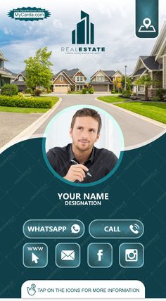 a real estate flyer with an image of a man on the front and back of it