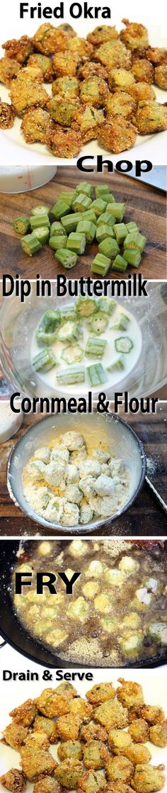 the steps to make fried okra dip in buttermik