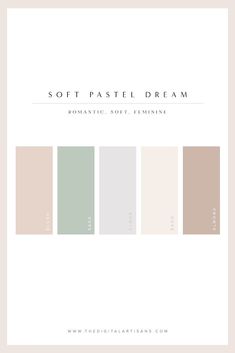 the soft pastel dream color palette is shown in shades of beige, green and white