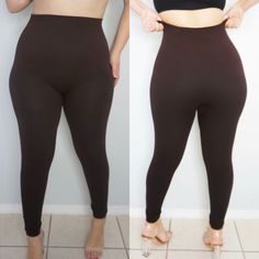 Shop For More At Shopbaddangel.Com! High Waist Compression Legging. The Tummy Control Top Removes Belly Pudge And Shapes Your Silhouette For The Perfect Hour Glass Effect. These Leggings Are Thick And Won't Show Whats Underneath. There Are Two Sizes Ranges Available: S-Xl And 1x-3x. Model Wears The 1x-3x Size Range For A More Loose Fit. The 1x-3x Does Not Have A French Terry Lining. Fabric: 55% Viscose ~ 40%Polyester ~ 5%Spandex 7.5 Waist Band, 38 Full Length High Waist Brown Yoga Bottoms, Tight Full-length Brown Bottoms, Brown Tight Full-length Bottoms, High Waist High Stretch Brown Pants, Shaping High Waist Pants With Wide Waistband, High Waist Brown Leggings For Loungewear, Brown Fitted High Waist Yoga Pants, Brown High Waist Fitted Yoga Pants, Shaping High Waist Bottoms For Loungewear