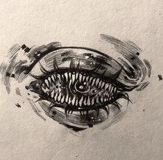 an ink drawing of a fish's eye