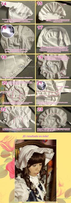 the instructions for how to make a doll's bonnet