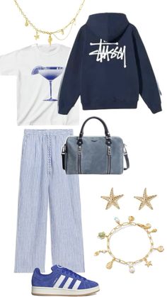 #outfit #fit  #inspo #inspration #blue #cute #jewelry #stussy #girls #adidascampus Campus Fits, Blue Campus, Blue Cute, Fit Inspo, Cute Jewelry, Blue