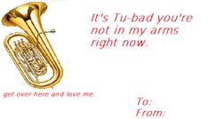 an image of a french horn with the words it's ti - bad you're not in my arms right now