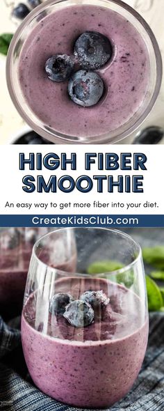 High Fiber Smoothie Recipes: With blueberries, spinach, and banana, this Superfood Smoothie is a nutrient powerhouse. This six ingredient fiber shake is so good, no one will know it’s packed with fiber, fresh fruit, and veggies. The best part is that it takes less than 5 minutes to prepare making breakfast quick and easy for those busy mornings. An easy way to get more fiber into your diet is with berry smoothies. This recipe is a delicious fiber-filled breakfast choice. Fiber Rich Foods Recipes Healthy, Breakfast With Fiber And Protein, Smoothies High In Fiber, Healthy Fiber Recipes, Fibre Smoothie Recipes, Recipes With High Fiber, Ways To Get More Fiber, Hi Fiber Breakfast