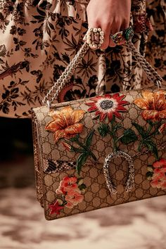 he Gucci Dionysus Shoulder Bag embellished with embroidered Handmade Patches, Gucci Bag Dionysus, Handmade Patch, Alessandro Michele, Spring Summer 2016, Gucci Handbags, Gucci Bags, Summer 2016