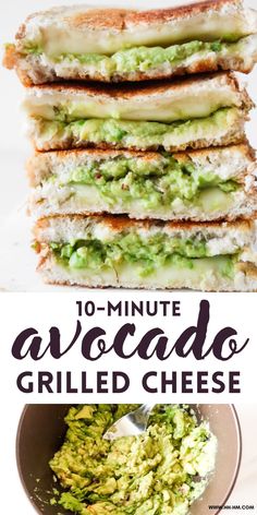 Delicious and Easy Garlic Avocado Grilled Cheese Sandwich! Serve this grilled cheese sandwich recipe with some salad for a healthy lunch or quick dinner!