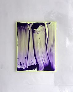 an abstract painting with white and purple colors