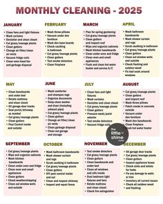 the month cleaning schedule for march