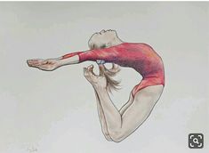 a drawing of a woman doing a handstand