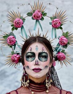 Les plus beaux maquillages Dia De Los Muertos - Elle Leopard Makeup Halloween, Muertos Makeup, Leopard Halloween