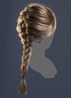 a woman's head with long hair in a braid