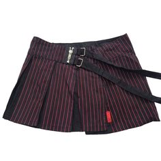 Brand New!! Very Rare!! Vintage Tripp Nyc Plaid Pleated Mini Skirt, Womens, Black, Red Pin Stripes, Black Pleats, Large Tripp Nyc Skirt Womens Mini Gothic Plaid Zippers Pleated Punk Grunge Measurements: Large: Length Laying Flat" 13" Waist Laying Flat: 16.5" Items Are From My Retail Store, Not A Private Home Check Out Our Other Amazing Listings For More Popular Brands And Styles Of Clothing! We Also Have Many Vintage Listings From Y2k Such As Emily The Strange, Ruby Gloom, Oopsy Daisy, Paul Fran Red Punk Style Skirt, Edgy Red Mini Skirt, Red Punk Skirt For Summer, Edgy Red Skirt For Spring, Tripp Nyc Skirt, Striped Skirt Outfit, Red Plaid Mini Skirt, Vintage Tripp Nyc, Ruby Gloom