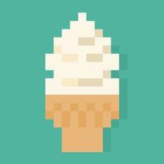 an ice cream cone is shown in the pixel style