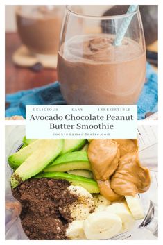 Butter Desserts, Chocolate Banana Smoothie, Chocolate Peanut Butter Smoothie, Peanut Butter Banana Smoothie, Chocolate Avocado, Avocado Chocolate, Peanut Butter Smoothie, Chocolate Smoothie, Avocado Smoothie