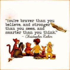 winnie the pooh quote with three poohs sitting on the ground and an arrow above