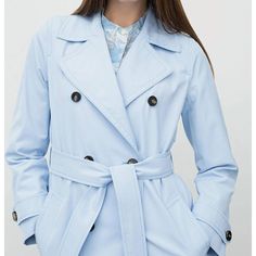 Thanks For Checking Out Our Fabulous Posh Closet!! All Of Our Items Are New With Tags! Never Worn Or Used <3 - Composition: 62% Polyester 38% Cotton Lining: 64% Acetate 36% Polyester - Description: The Perfect Trench Coat That You Can Throw Over Any Outfit. Marella Between-Seasons Coat 'Siesta' In Light Blue Design & Extras Plain Colored Trenchcoat Quilted Hem/Edge Lapel Collar For Knotting/Tying Side Pockets Tonal Seams Belt Loops Lightly Lined Button Fastening - We Ship From Multiple Warehouse Classic Light Blue Outerwear For Fall, Classic Blue Outerwear For Spring, Chic Light Blue Workwear Outerwear, Chic Light Blue Outerwear For Work, Spring Blue Outerwear With Double Button Closure, Chic Light Blue Outerwear For Office, Light Blue Coat, Plaid Trench Coat, Red Trench Coat