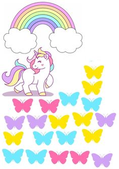 an image of a unicorn with rainbows and clouds