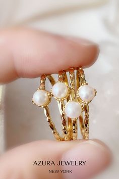 Golden Pearl, Ring Dainty, The Pearl, A Sign, Gold Band, Gold Bands