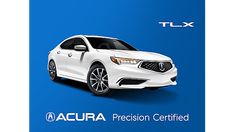 a white acura car is shown on a blue background with the words acura precision certified