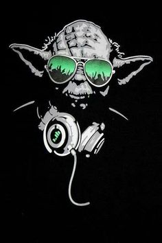 an image of yoda with headphones and sunglasses