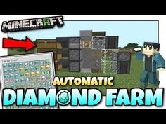 the automatic diamond farm in minecraft with an arrow pointing to it's right side