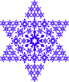 a blue snowflake is shown on a white background and looks like it has been drawn