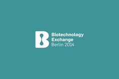 the logo for biotech technology exchange berlin 2014, with white letters on a teal green background