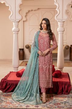 Brand: HOUSE OF NAWABProduct Code: D-2 TALACollection: Gul Mira Vol-04 Luxury Formal CollectionFabric: Net DESIGN DETAILS Embroidered Net Front 0.85 Yard Embroidered Net Back 0.85 Yard Embroidered Net Sleeves 0.72 Yard Embroidered Net Front Border 0.85 Yard Embroidered Net Back Border 0.85 Yard Embroidered Net Sleeves Border 1.00 Yard Embroidered Net Stitched Dupatta 2.75 Yards Raw Silk Trouser 2.50 yards DISCLAIMER:* Lining, Laces, and Tassels are not included in unstitched variants.* Embellishment items in stitched outfits are subject to market availability.* The actual colors of the outfit may vary from the colors being displayed on your device. CARE INSTRUCTIONS: Extra Fabric Has Been Used For Shoot Original Color May Vary Slightly From The Picture Dry Clean Recommended Iron The Clothe Net Sleeves, Net Design, Pakistani Lawn Suits, Chiffon Collection, Pakistani Wedding Dresses, Silk Trousers, Extra Fabric, Fabric Stores Online, Fabric Online